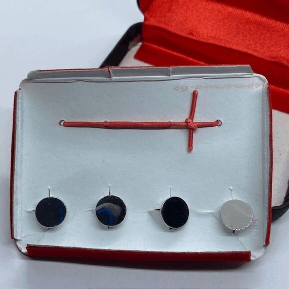 Blacker by Stanley Blacker Silver Tone Square Cufflinks and Buttons Set - Picture 5 of 6